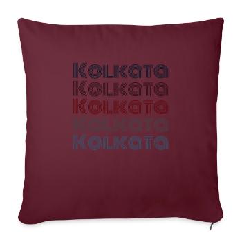 Vintage India City - Retro Kolkata - Housse de coussin décorative 45 x 45 cm - bordeaux - Devant