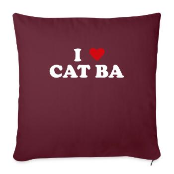 Parc National du Coeur Vietnam - J’aime Cat Ba - Housse de coussin décorative 45 x 45 cm - bordeaux - Devant