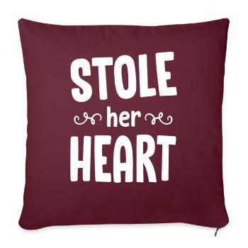 Volé ton coeur ses frites - Couple - Housse de coussin décorative 45 x 45 cm - bordeaux - Devant