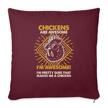 Les poulets sont géniaux - Maman Papa - Housse de coussin décorative 45 x 45 cm - bordeaux - Devant