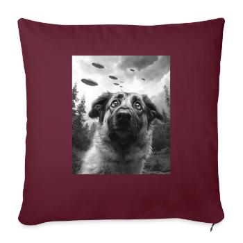 Chien - Berger d’Anatolie extraterrestre OVNI - Housse de coussin décorative 45 x 45 cm - bordeaux - Devant