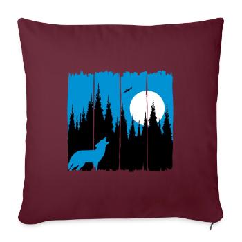 Wolf vor Mond/Sonne Waldbewohner Waldtier Geschenk - Sofakissenbezug 45 x 45 cm - Burgunderrot - Vorne