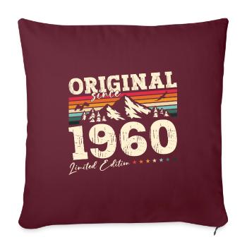65e anniversaire Original juin 1960 Né en 1960 - Housse de coussin décorative 45 x 45 cm - bordeaux - Devant