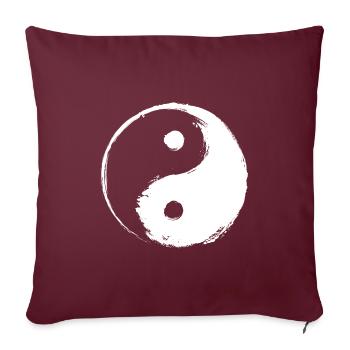 Yin Yang Kreis (weiß) - Sofakissenbezug 45 x 45 cm - Burgunderrot - Vorne