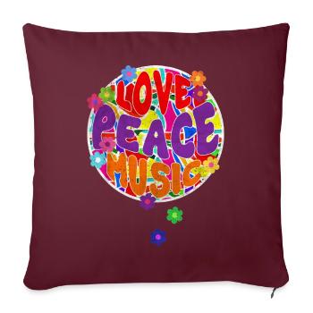 Flower Power Hippie LOVE PEACE MUSIC 2 - Housse de coussin décorative 45 x 45 cm - bordeaux - Devant
