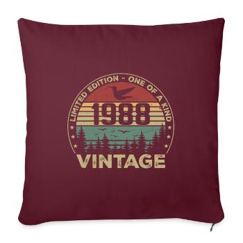 Vintage 1988 Original 1988 Rétro Anniversaire 1988 - Housse de coussin décorative 45 x 45 cm - bordeaux - Devant