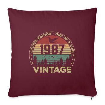 Vintage 1987 Original 1987 Rétro Anniversaire 1987 - Housse de coussin décorative 45 x 45 cm - bordeaux - Devant