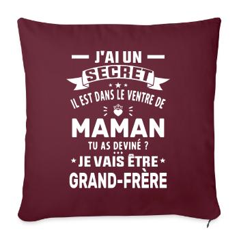 Secret Cadeau Annonce Grossesse Grand-Frère - Housse de coussin décorative 45 x 45 cm - bordeaux - Devant