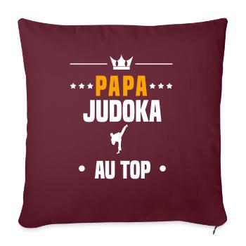 papa judoka au top cadeau papa judo - Housse de coussin décorative 45 x 45 cm - bordeaux - Devant