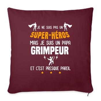 papa grimpeur super héros père escalade - Housse de coussin décorative 45 x 45 cm - bordeaux - Devant