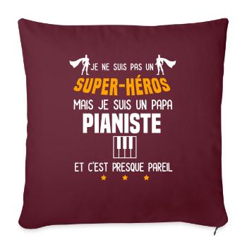 papa pianiste super héros papa photo - Housse de coussin décorative 45 x 45 cm - bordeaux - Devant