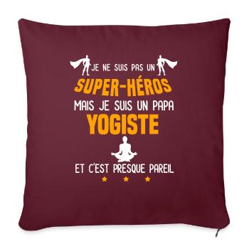 papa yogiste super héros papa voyage - Housse de coussin décorative 45 x 45 cm - bordeaux - Devant