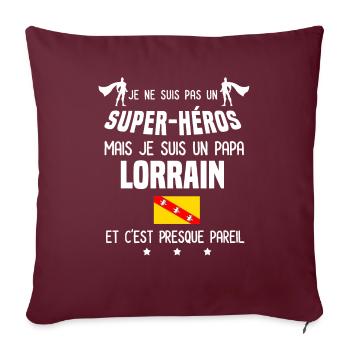 papa lorrain drapeau super héros papa lorraine - Housse de coussin décorative 45 x 45 cm - bordeaux - Devant