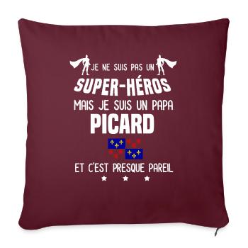 papa picard drapeau super héros papa picardie - Housse de coussin décorative 45 x 45 cm - bordeaux - Devant