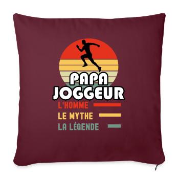 papa joggeur homme mythe légende vintage running - Housse de coussin décorative 45 x 45 cm - bordeaux - Devant
