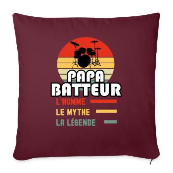 papa batteur homme mythe légende papa batterie - Housse de coussin décorative 45 x 45 cm - bordeaux - Devant