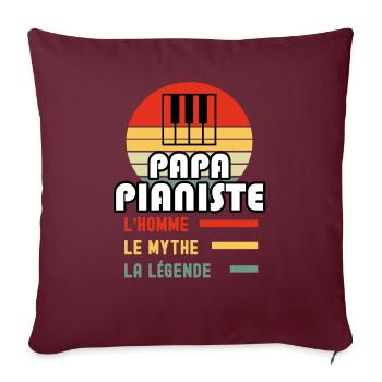 papa pianiste homme mythe légende papa piano - Housse de coussin décorative 45 x 45 cm - bordeaux - Devant