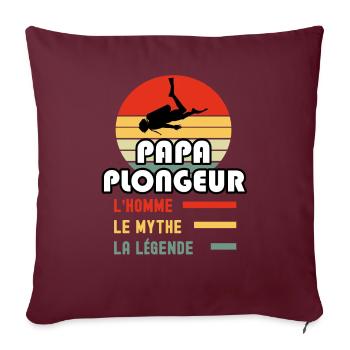 papa plongeur apnée homme mythe légende plongée - Housse de coussin décorative 45 x 45 cm - bordeaux - Devant