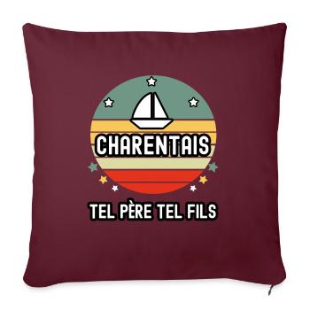 tel père tel fils papa charentais bateau charente - Housse de coussin décorative 45 x 45 cm - bordeaux - Devant