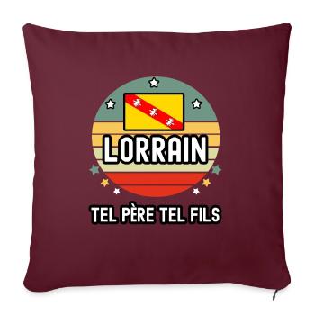 tel père tel fils papa lorrain drapeau lorraine - Housse de coussin décorative 45 x 45 cm - bordeaux - Devant