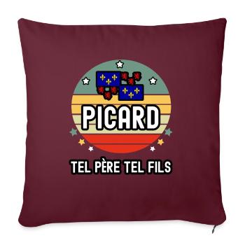 tel père tel fils papa picard drapeau picardie - Housse de coussin décorative 45 x 45 cm - bordeaux - Devant