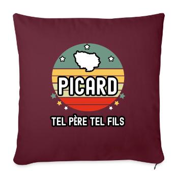 tel père tel fils papa picard région picardie - Housse de coussin décorative 45 x 45 cm - bordeaux - Devant