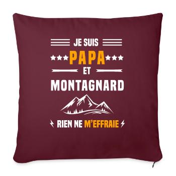 papa montagnard rien ne m'effraie papa moto - Housse de coussin décorative 45 x 45 cm - bordeaux - Devant