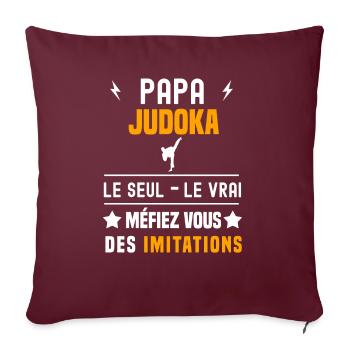 papa judoka le seul le vrai papa judo - Housse de coussin décorative 45 x 45 cm - bordeaux - Devant