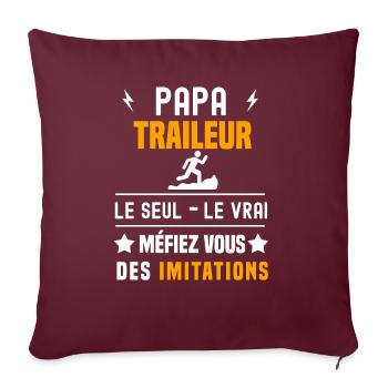 papa traileur le seul le vrai papa trail - Housse de coussin décorative 45 x 45 cm - bordeaux - Devant