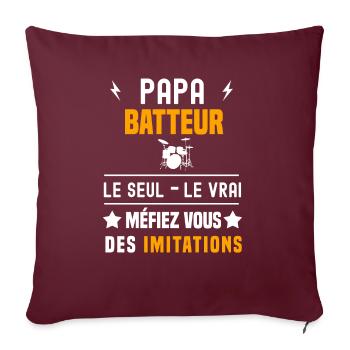 papa batteur le seul le vrai papa batterie - Housse de coussin décorative 45 x 45 cm - bordeaux - Devant
