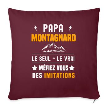 papa montagnard le seul le vrai papa montagne - Housse de coussin décorative 45 x 45 cm - bordeaux - Devant