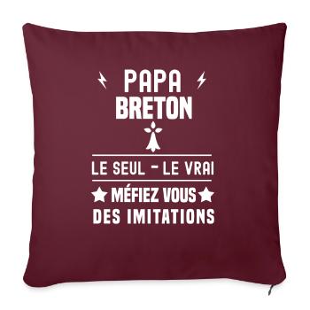 papa breton hermine le seul le vrai bretagne - Housse de coussin décorative 45 x 45 cm - bordeaux - Devant