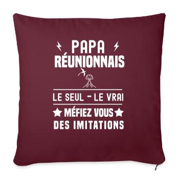 papa réunionnais volcan le seul le vrai la réunion - Housse de coussin décorative 45 x 45 cm - bordeaux - Devant