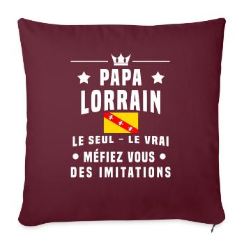 papa lorrain homme drapeau méfiez vous imitations - Housse de coussin décorative 45 x 45 cm - bordeaux - Devant