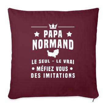papa normand homme région méfiez vous imitations - Housse de coussin décorative 45 x 45 cm - bordeaux - Devant