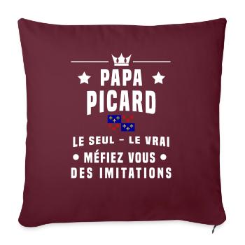 papa picard drapeau méfiez vous imitations - Housse de coussin décorative 45 x 45 cm - bordeaux - Devant