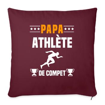 papa athlète de compet père cadeau papa athlètisme - Housse de coussin décorative 45 x 45 cm - bordeaux - Devant