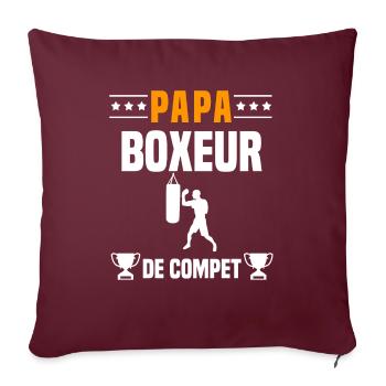 papa boxeur de compet père cadeau papa boxe - Housse de coussin décorative 45 x 45 cm - bordeaux - Devant