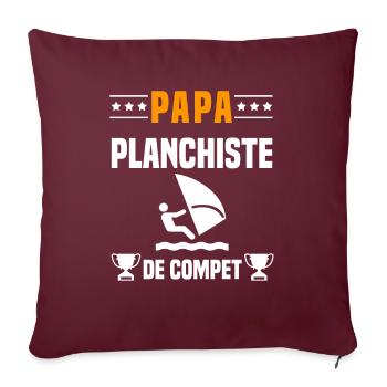 papa planchiste de compet père cadeau papa voile - Housse de coussin décorative 45 x 45 cm - bordeaux - Devant
