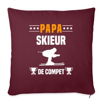 papa skieur de compet père cadeau papa ski - Housse de coussin décorative 45 x 45 cm - bordeaux - Devant