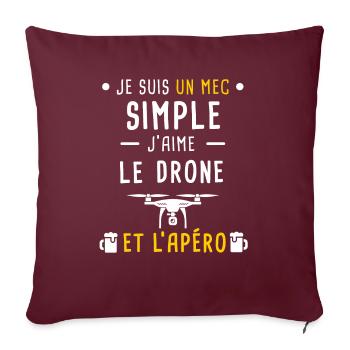 drone et apéro mec simple - Housse de coussin décorative 45 x 45 cm - bordeaux - Devant