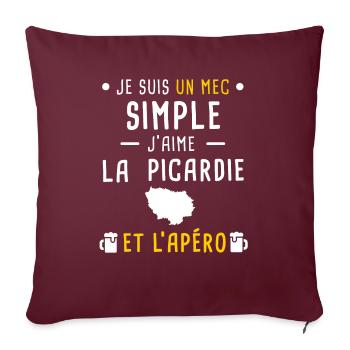 picardie homme région apéro mec simple - Housse de coussin décorative 45 x 45 cm - bordeaux - Devant