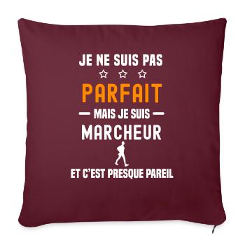 marche pas parfait mais marcheur - Housse de coussin décorative 45 x 45 cm - bordeaux - Devant