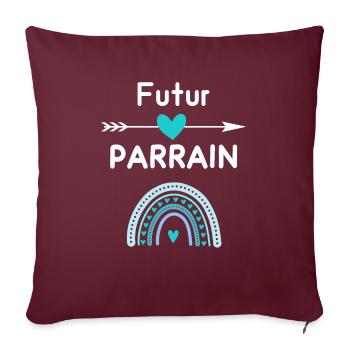 Futur Parrain cadeau annonce grossesse - Housse de coussin décorative 45 x 45 cm - bordeaux - Devant