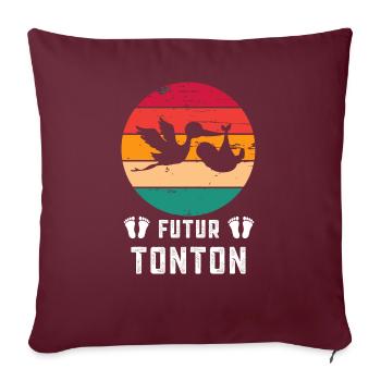 Futur Tonton oncle annonce grossesse retro - Housse de coussin décorative 45 x 45 cm - bordeaux - Devant