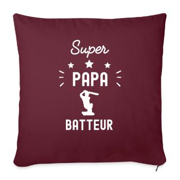 super papa batteur cricket fête des pères - Housse de coussin décorative 45 x 45 cm - bordeaux - Devant