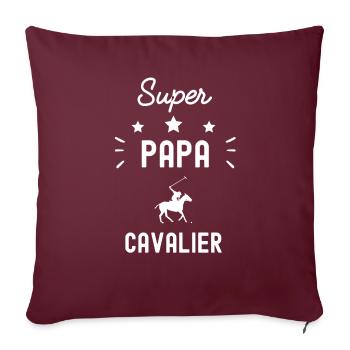 super papa cavalier polo fête des pères - Housse de coussin décorative 45 x 45 cm - bordeaux - Devant