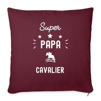 super papa cavalier équitation fête des pères - Housse de coussin décorative 45 x 45 cm - bordeaux - Devant