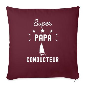 super papa conducteur char à voile fête des pères - Housse de coussin décorative 45 x 45 cm - bordeaux - Devant