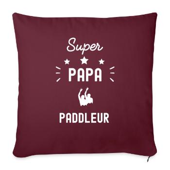 super papa paddleur synchro fête des pères - Housse de coussin décorative 45 x 45 cm - bordeaux - Devant